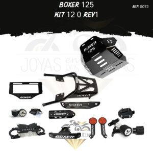 Boxer 125 kit porta placa 3D protector bomba delantera