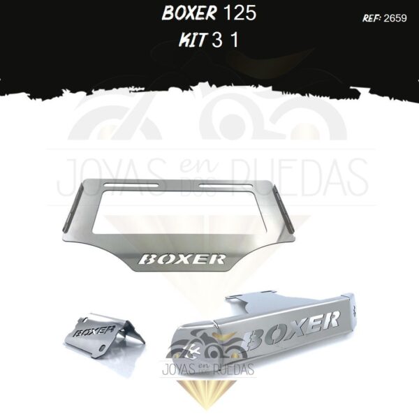 Boxer 125 kit porta placa protector bomba delantera