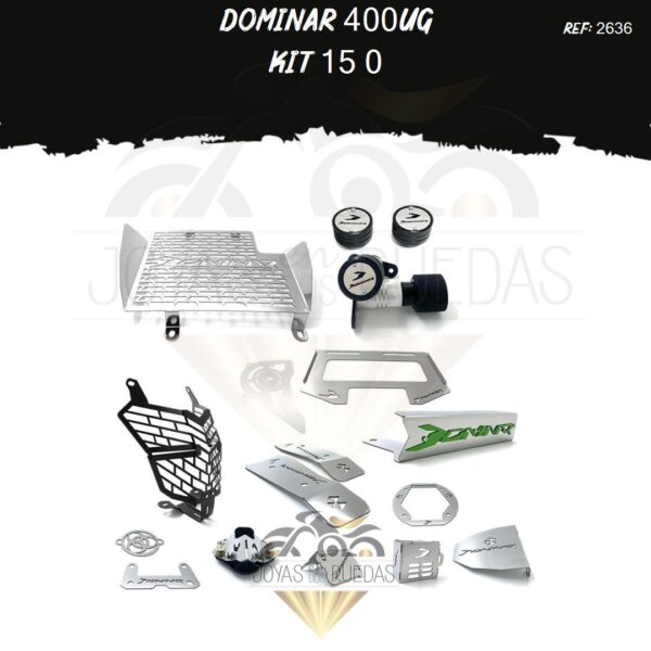 Dominar 400UG kit sliders Lujo filtro aceite