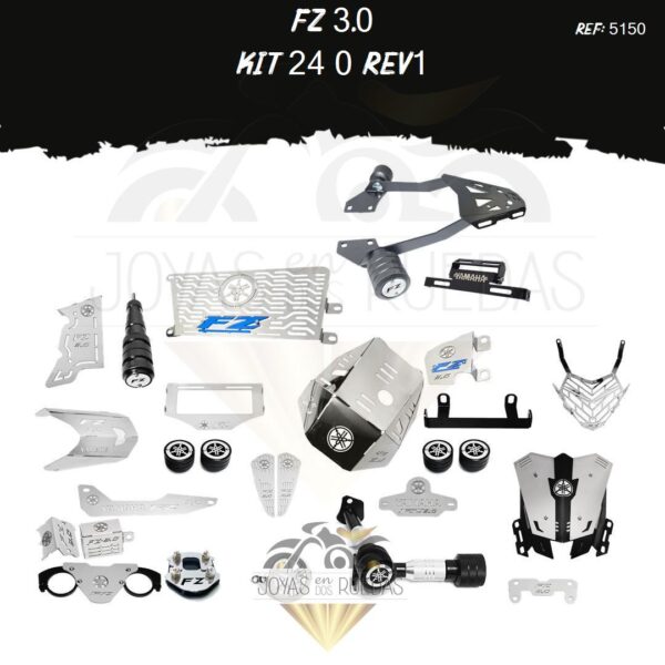 FZ 3.0 kit tapa salida exosto barra estabilizadora