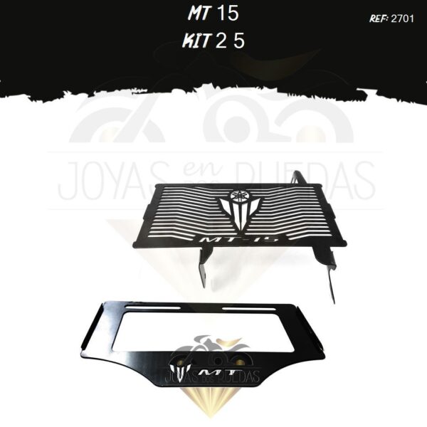 MT 15 kit porta placa protector radiador
