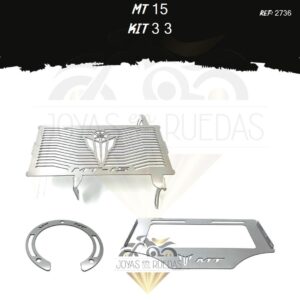 MT 15 kit porta placa lujo tapa tanque