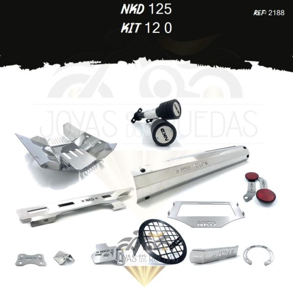NKD 125 kit sliders guarda cadena protector farola