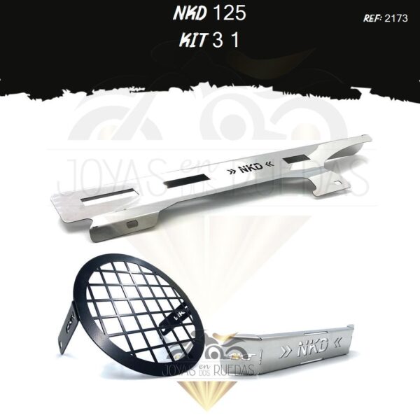 NKD 125 kit protector farola frontal guarda cadena