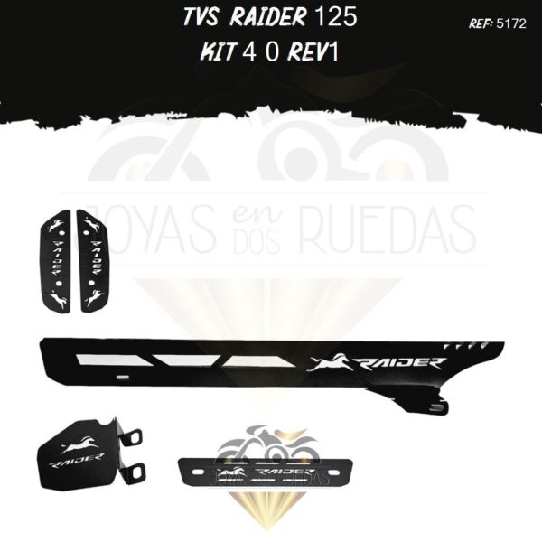 TVS Raider 125 kit mordaza guarda cadena logo barras