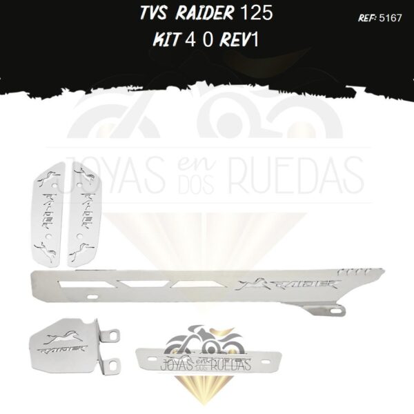 TVS Raider 125 kit exosto logo barras guarda cadena