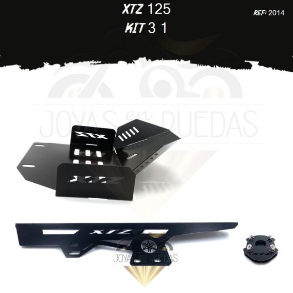 XTZ 125 kit pechera quilla guarda cadena lujo pata gato