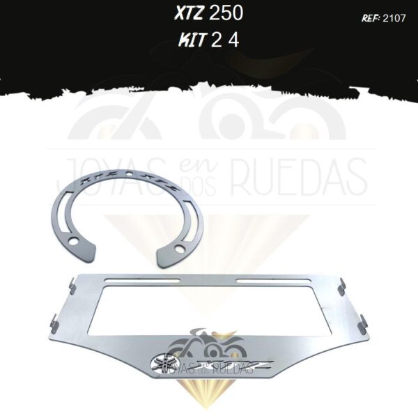 XTZ 250 kit porta placa lujo tapa tanque