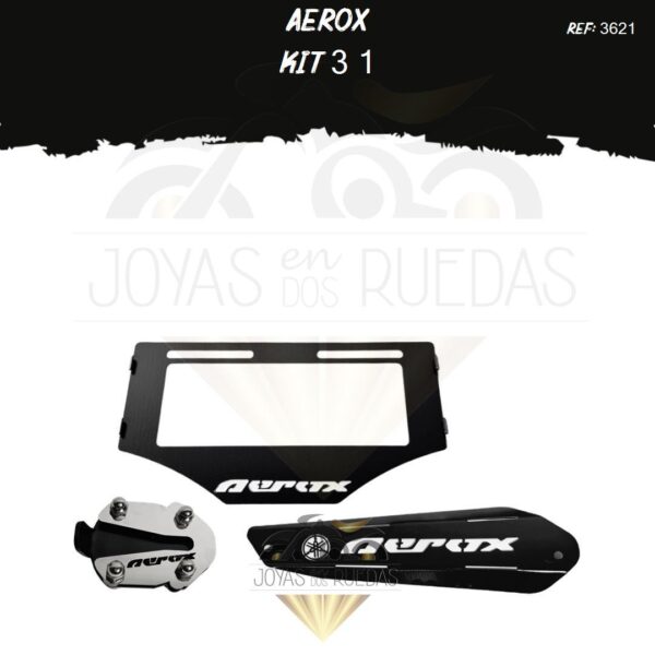 Aerox kit porta placa protector exosto 5t lujo pata gato