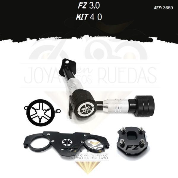 FZ 3.0 kit tapa salida exosto barra estabilizadora