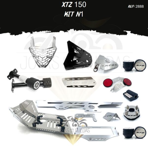 XTZ 150 kit exosto parrilla lujo palanca cambios