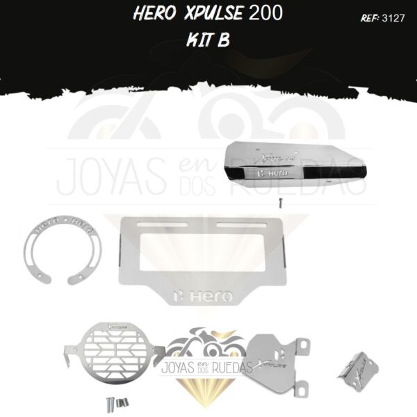 Hero Xpulse 200 kit exosto 8t lujo tapa tanque mordaza