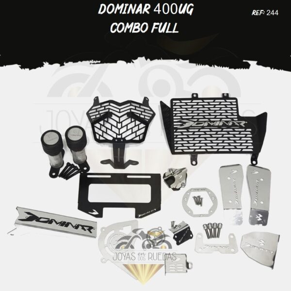 Dominar 400UG kit porta placa protector bomba delantera