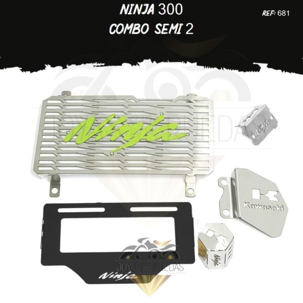 Ninja 300 kit porta placa protector bomba delantera